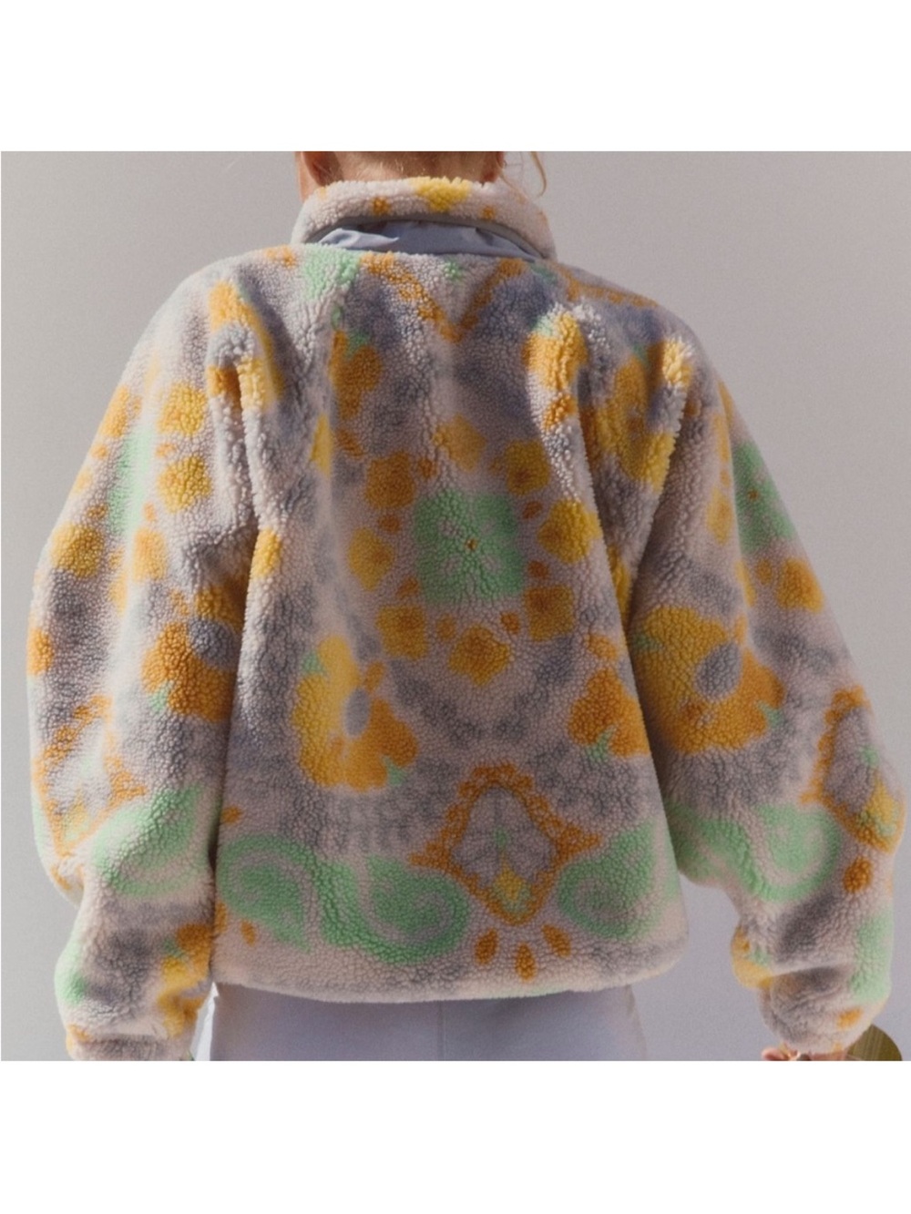 Free People FP Movement Hit The Slopes Printed Fleece Pullover In Lily Pad Combo - Picture 3 of 9